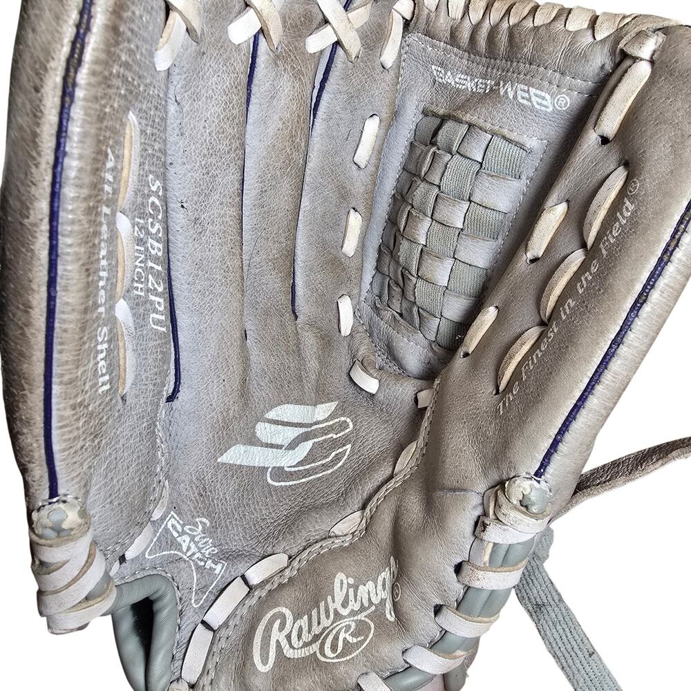 RAWLINGS Sure Catch 12" Youth Softball Glove Worn on Right Hand SCSB12PU Gray